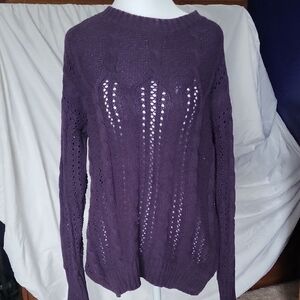 Purple Cable Knit Women's Sweater